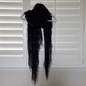 Chan Luu Cashmere Fringe Black Scarf